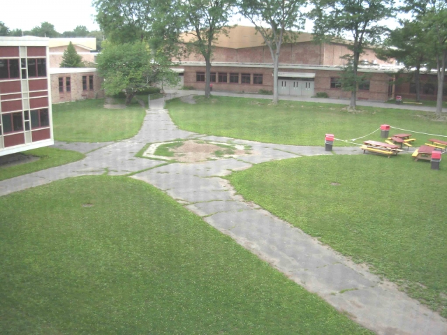 The outside courtyard walkways. The middle is where the tree used to be.