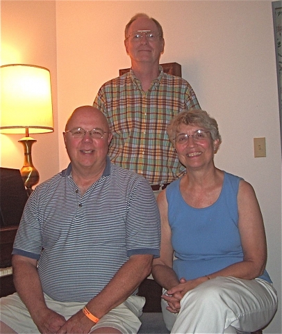 July 13, 2008: Hap is practically a member of the family. Recalling that Hap was the elected Treasurer of the Class of 1962, Ellie and Paul treat Hap like royalty.